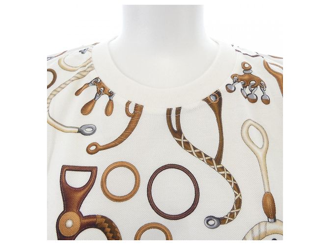 Hermès Hermes PANOPLIE TOUT CUIR JERSEY TShirt Braun Weiß - Ansicht 5