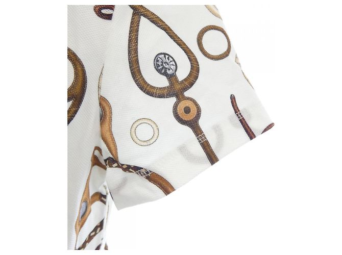 Hermès Hermes PANOPLIE TOUT CUIR JERSEY TShirt Braun Weiß - Ansicht 6