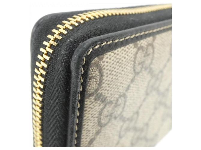 Cartera larga Gucci GG EMBLEM de lona GG suave Negro Beige Dorado - vista 3