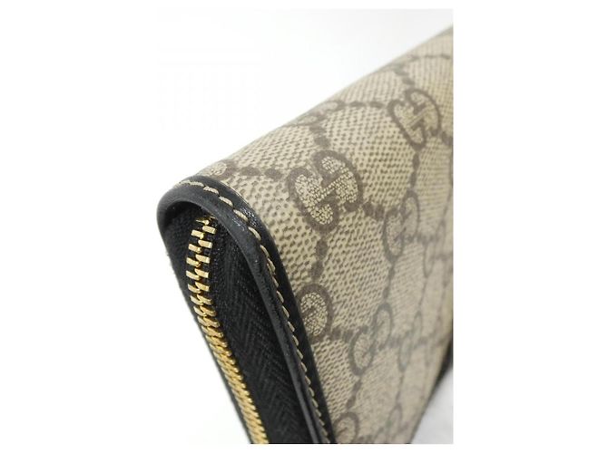 Cartera larga Gucci GG EMBLEM de lona GG suave Negro Beige Dorado - vista 5