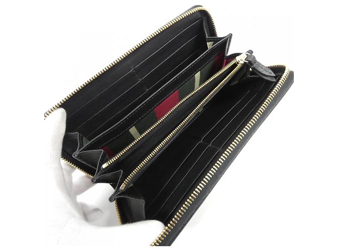 Cartera larga Gucci GG EMBLEM de lona GG suave Negro Beige Dorado - vista 6