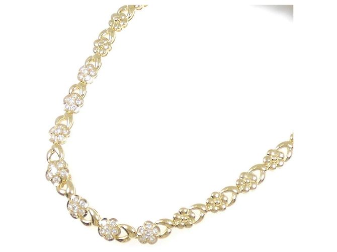 Autre Marque Au750 Blumen-Diamant-Halskette Golden - Ansicht 2