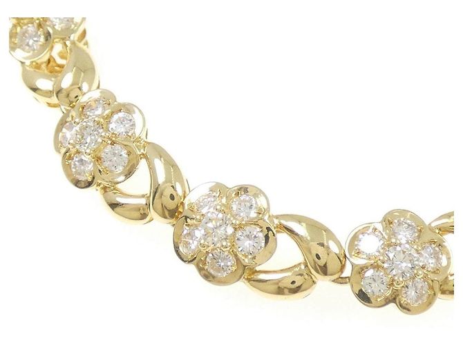 Autre Marque Au750 Blumen-Diamant-Halskette Golden - Ansicht 3