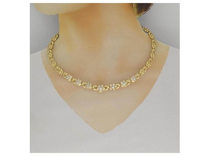 Autre Marque Au750 Blumen-Diamant-Halskette Golden - Ansicht 6