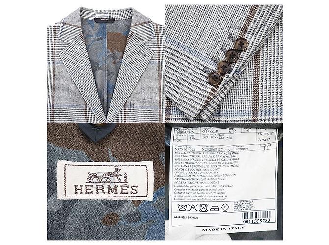 Giacca sartoriale Hermès 46 in lana, seta e cashmere Marrone - vista 10