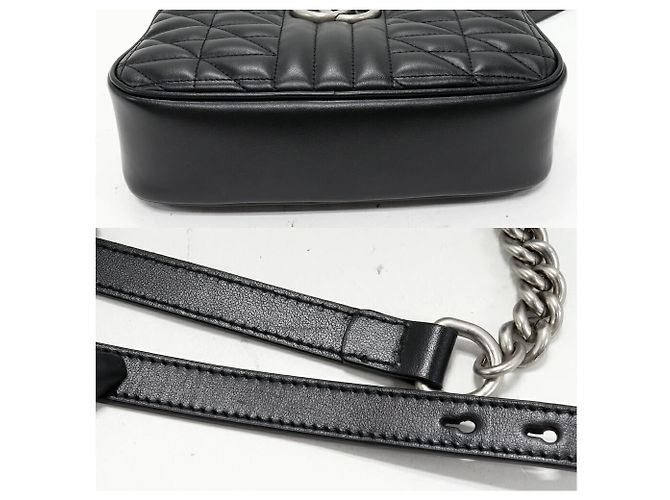 Borsa a tracolla Gucci GG Marmont in vitello con catena Nero - vista 5