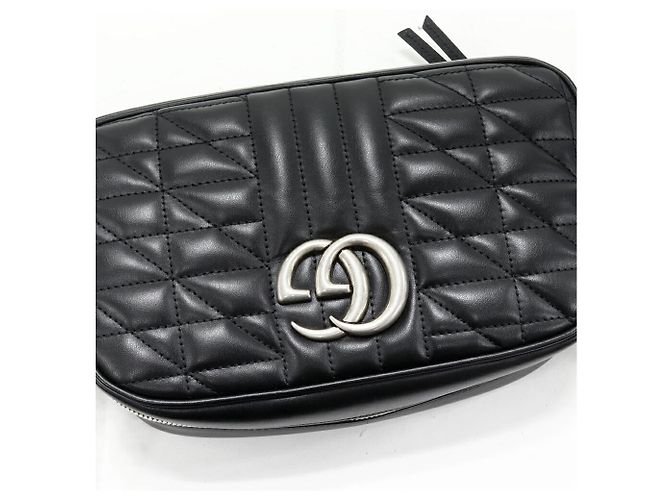 Borsa a tracolla Gucci GG Marmont in vitello con catena Nero - vista 6