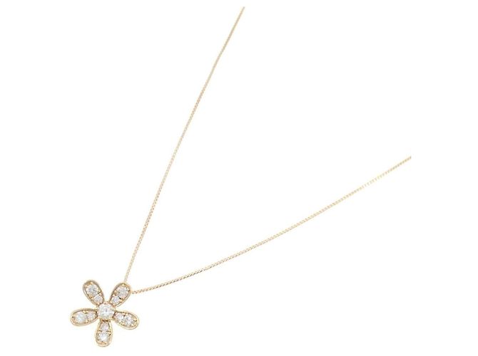 Autre Marque Au750 Blumen-Diamant-Halskette Golden - Ansicht 2