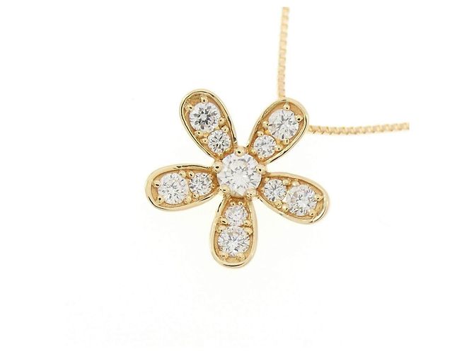 Autre Marque Au750 Blumen-Diamant-Halskette Golden - Ansicht 3