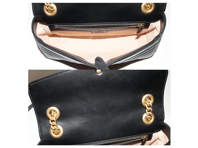 Borsa a tracolla Gucci GG Marmont in vitello con catena Nero - vista 4