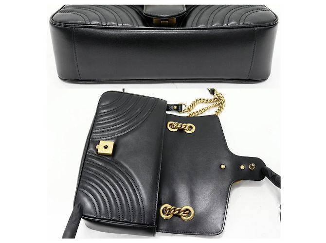 Borsa a tracolla Gucci GG Marmont in vitello con catena Nero - vista 5