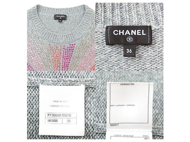 Jersey de cachemira CHANEL LOOK27 Castaño Azul claro - vista 10