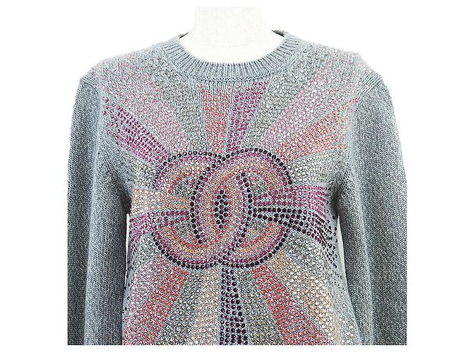 Jersey de cachemira CHANEL LOOK27 Castaño Azul claro - vista 2