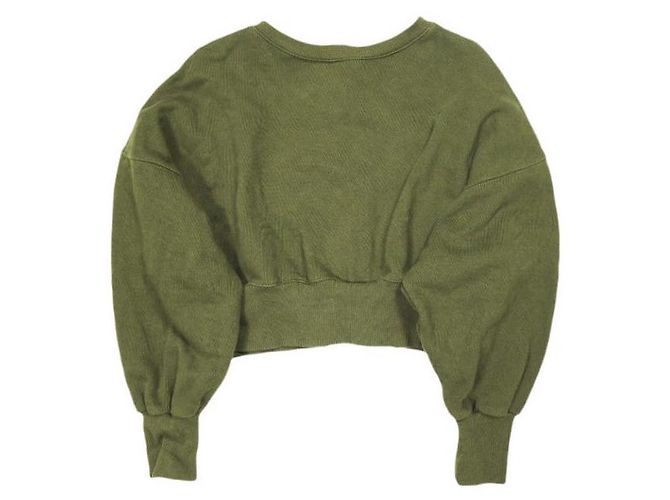 Autre Marque WILLFULLY top in felpa di cotone corto con bottoni 3way / 2way Verde Verde oliva - vista 2