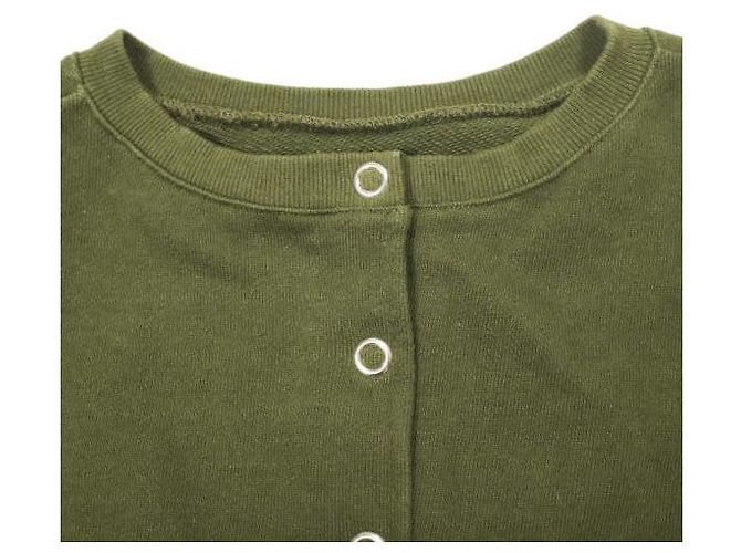 Autre Marque WILLFULLY top in felpa di cotone corto con bottoni 3way / 2way Verde Verde oliva - vista 3