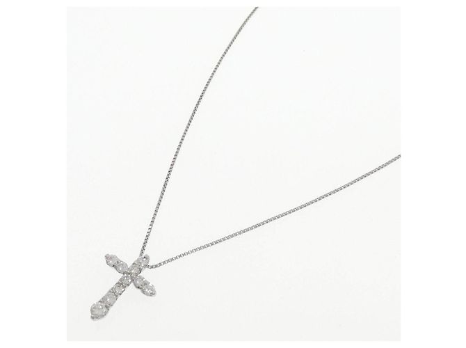 Autre Marque Collar de Cruz con Diamantes Pt900 Pt850 Plata - vista 2