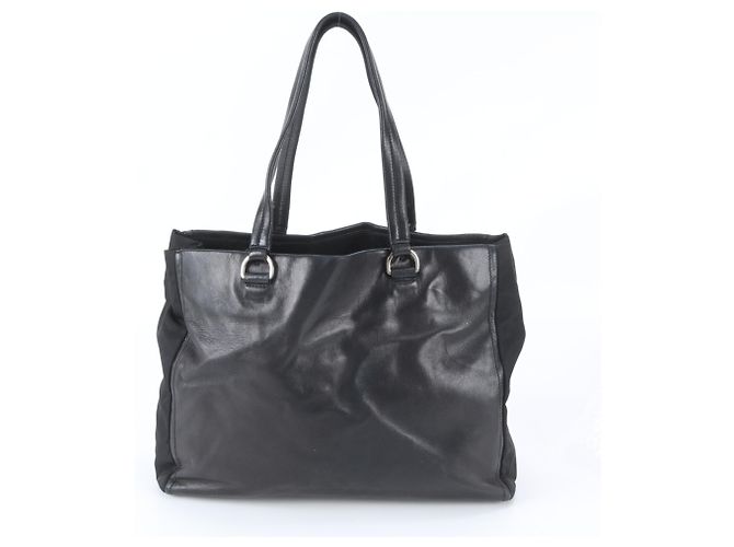 Saco Tote em couro Prada Triangle Logo Preto - vista 3