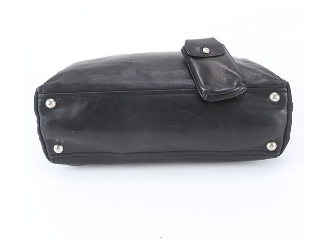 Saco Tote em couro Prada Triangle Logo Preto - vista 6