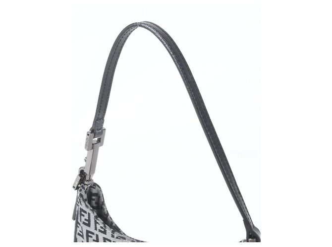 Fendi FF Zucchino Leder Schulter-Tote-Bag Schwarz - Ansicht 2