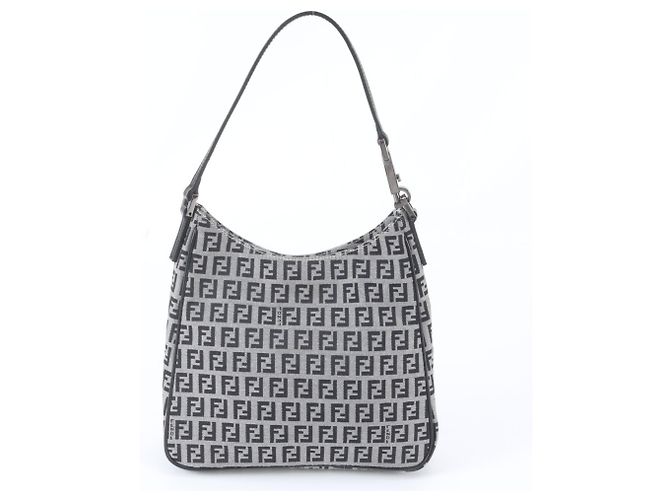 Fendi FF Zucchino Leder Schulter-Tote-Bag Schwarz - Ansicht 3