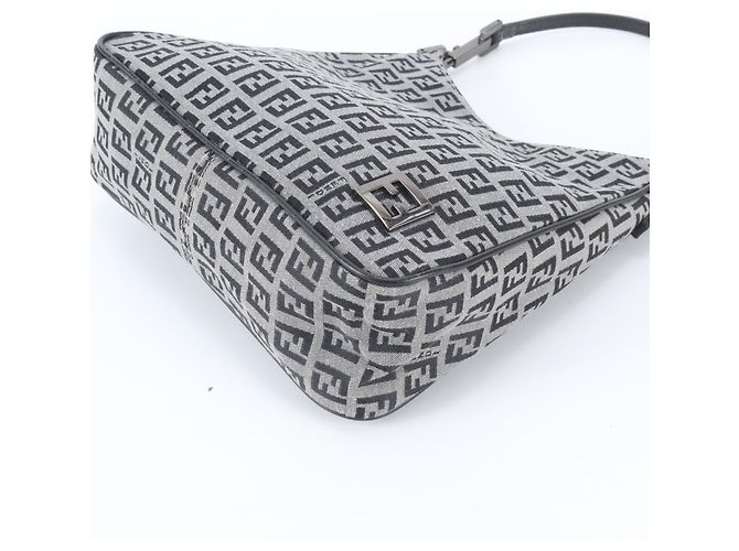 Fendi FF Zucchino Leder Schulter-Tote-Bag Schwarz - Ansicht 4