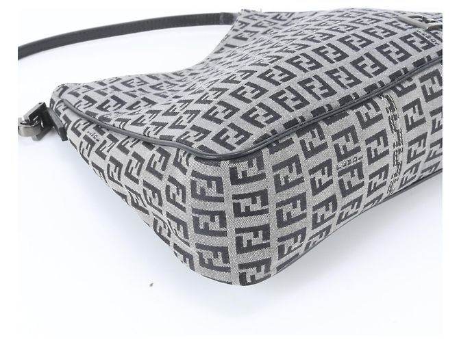 Fendi FF Zucchino Leder Schulter-Tote-Bag Schwarz - Ansicht 5