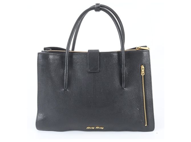 Borsa Tote Miu Miu in pelle Madras Nero - vista 3
