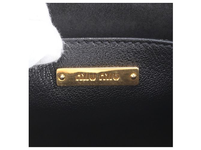 Borsa Tote Miu Miu in pelle Madras Nero - vista 8