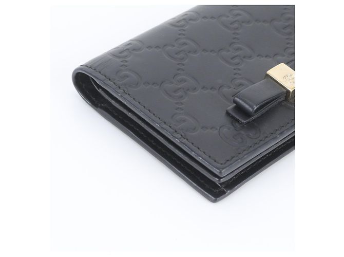 Gucci Guccissima Ribbon Leder Bi-fold Geldbörse Schwarz - Ansicht 4