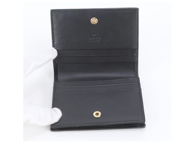Gucci Guccissima Ribbon Leder Bi-fold Geldbörse Schwarz - Ansicht 6