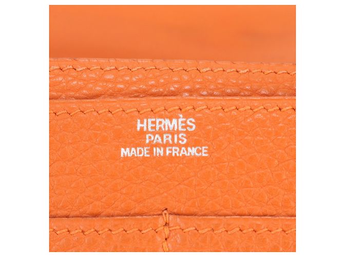 Hermès Portafoglio lungo in pelle Hermes Dogon Duo GM Arancione - vista 11