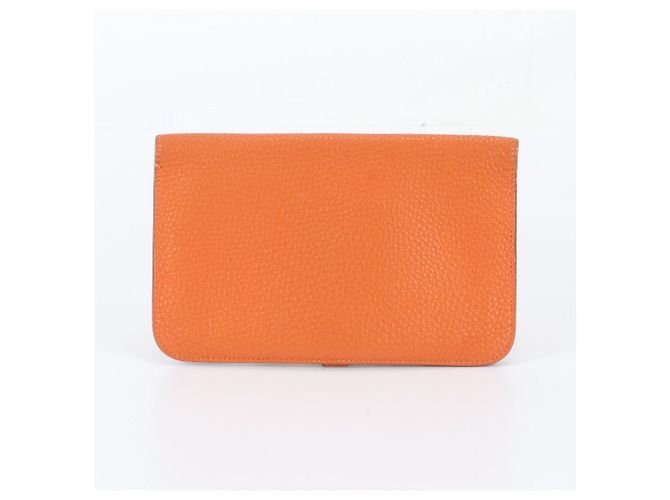 Hermès Portafoglio lungo in pelle Hermes Dogon Duo GM Arancione - vista 3