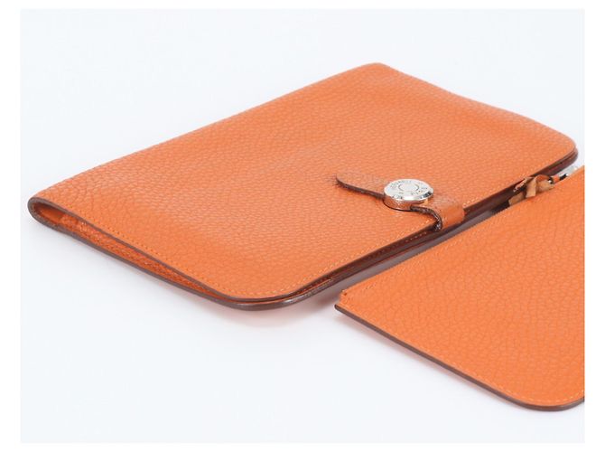 Hermès Portafoglio lungo in pelle Hermes Dogon Duo GM Arancione - vista 5