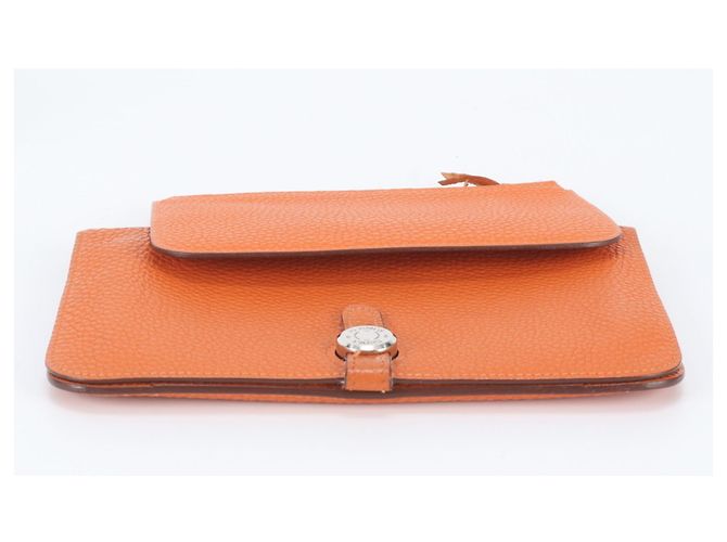 Hermès Portafoglio lungo in pelle Hermes Dogon Duo GM Arancione - vista 6