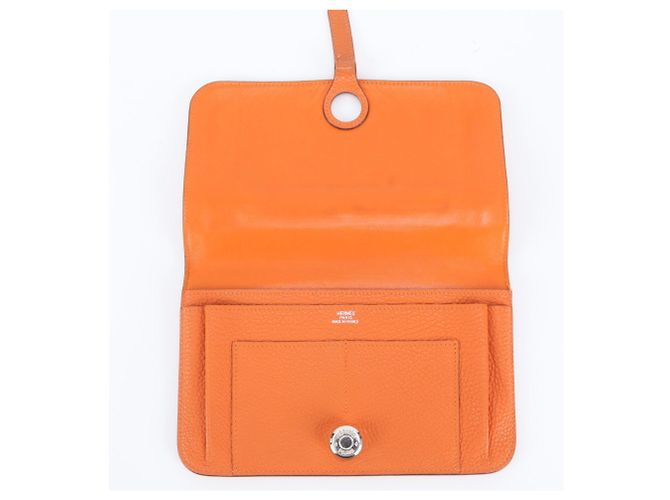 Hermès Portafoglio lungo in pelle Hermes Dogon Duo GM Arancione - vista 7