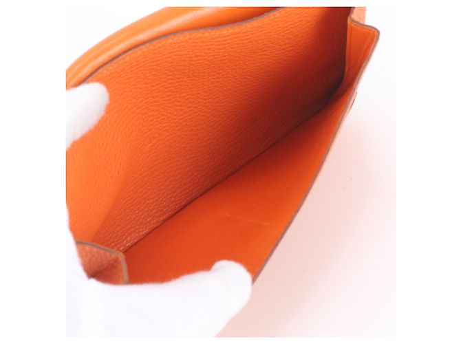 Hermès Portafoglio lungo in pelle Hermes Dogon Duo GM Arancione - vista 9
