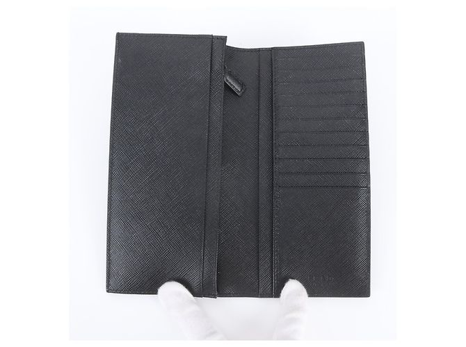 Cartera larga bi-fold de piel Saffiano Prada Negro - Ansicht 6
