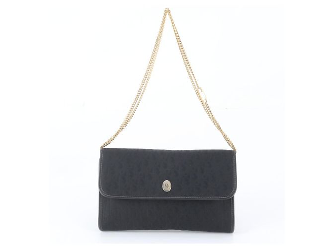 Christian Dior Trotter Leder 2-Way Schultertasche mit Kette Schwarz - Ansicht 2