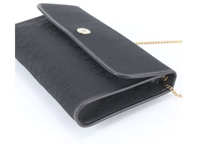 Christian Dior Trotter Leder 2-Way Schultertasche mit Kette Schwarz - Ansicht 5
