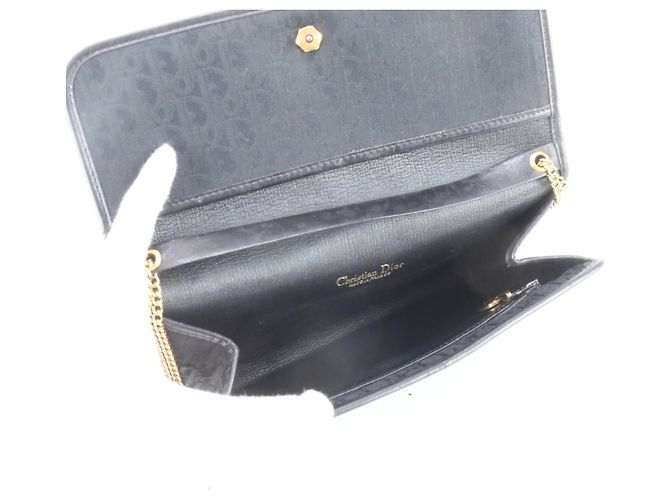 Christian Dior Trotter Leder 2-Way Schultertasche mit Kette Schwarz - Ansicht 8