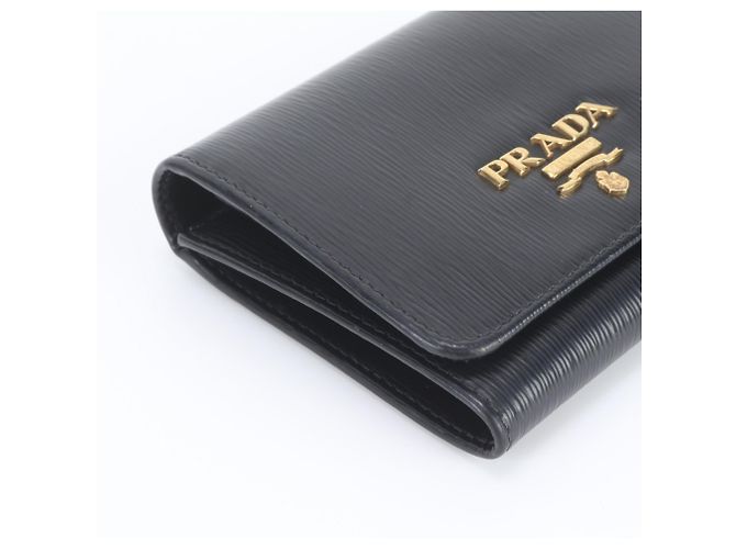 Prada Vitello Move Leather Tri-fold Wallet Black - view 4