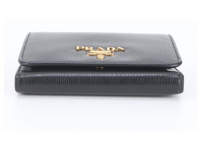 Prada Vitello Move Leather Tri-fold Wallet Black - view 5