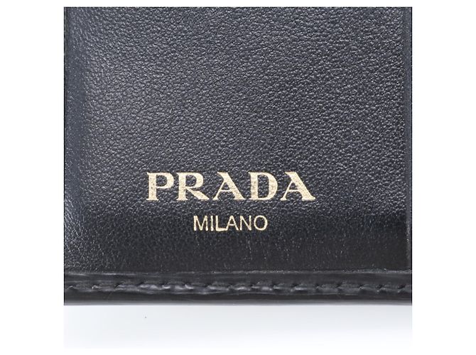 Prada Vitello Move Leather Tri-fold Wallet Black - view 9