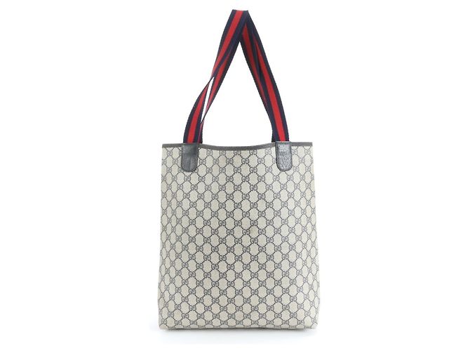 Gucci GG Supreme Sherry Line Leder Tote Bag Marineblau - Ansicht 3