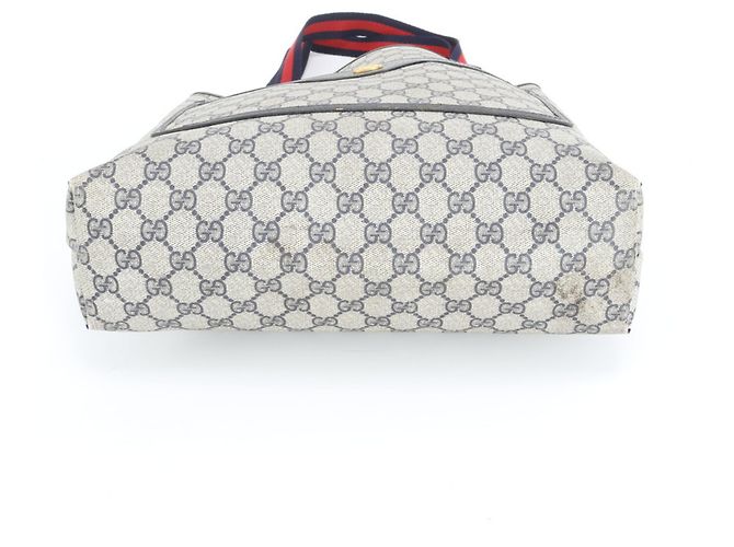 Gucci GG Supreme Sherry Line Leder Tote Bag Marineblau - Ansicht 6