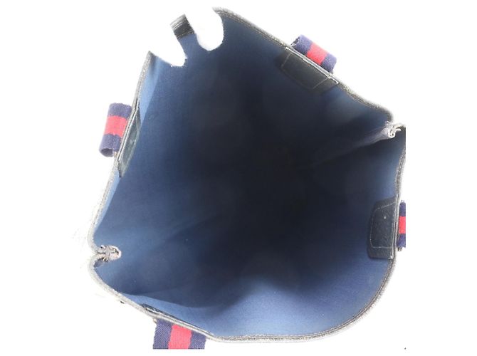Gucci GG Supreme Sherry Line Leder Tote Bag Marineblau - Ansicht 7