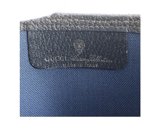 Gucci GG Supreme Sherry Line Leder Tote Bag Marineblau - Ansicht 8