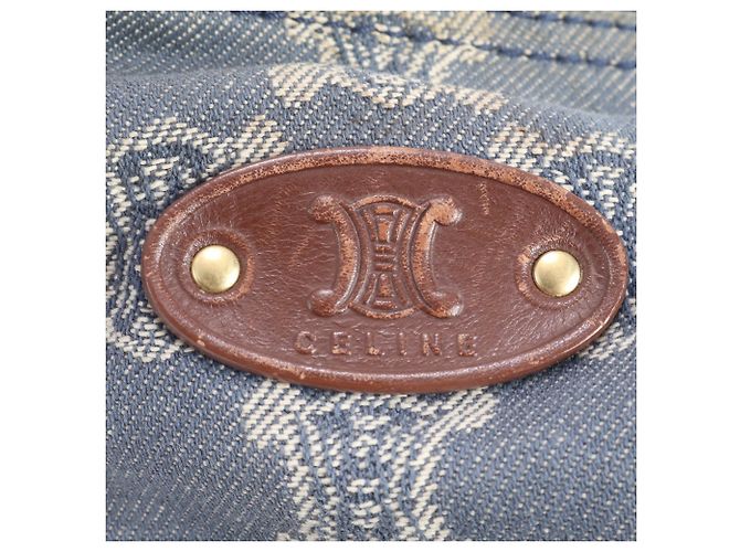 Céline Bolsa de ombro hobo em couro e denim azul Celine Macadam - vista 10