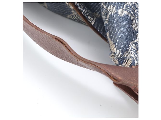 Céline Bolsa de ombro hobo em couro e denim azul Celine Macadam - vista 12