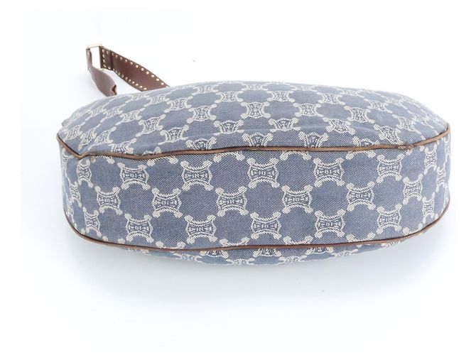 Céline Bolsa de ombro hobo em couro e denim azul Celine Macadam - vista 6
